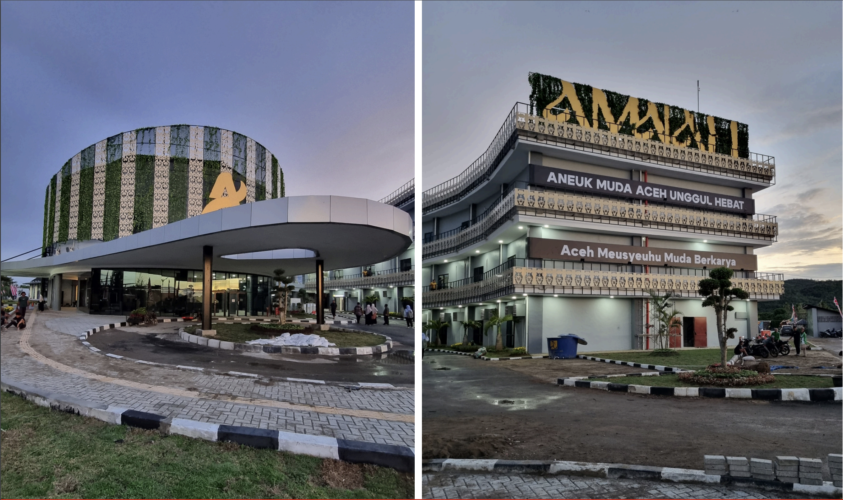 jelang peresmian perkembangan megahnya pembangunan gedung amanah di kia ladong aceh besar 843x500