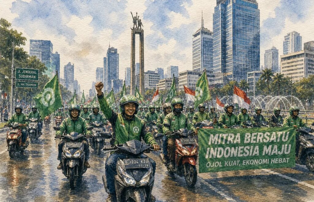 Frekuensinews-Ilustrasi-Pengemudi-Ojol-Melakukan-Pawai-Di-Jalan-Sudirman-2949089068