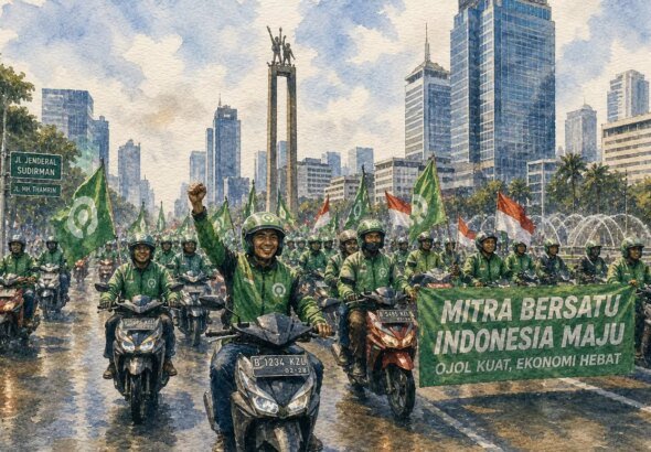 Frekuensinews-Ilustrasi-Pengemudi-Ojol-Melakukan-Pawai-Di-Jalan-Sudirman-2949089068